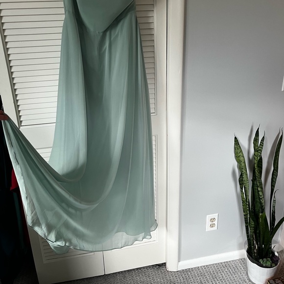 After Six- Sage green floor length chiffon dress - Picture 5 of 8